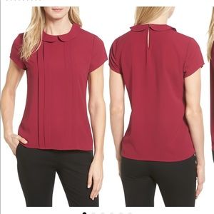 CeCe raspberry Peter Pan collar top